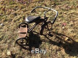 Vintage 40s Era All Original Elgin Art Deco Tricycle With Jockey Handbrake