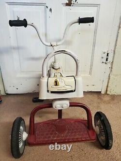 Vintage 505 Poong Made in Korea Metal and Rubber Tricycle White + Red