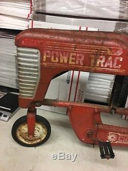 Vintage 50's 60's AMF POWER TRAC Chain Drive Metal Pedal Tractor Trailer B-502