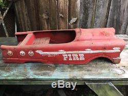 Vintage 50s era Fire Chief Pedal Car Metal Toy Ride Repair/Parts