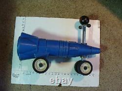 Vintage 60's Rocket or Missile RIDE ON TOY with big wooden ball, handle