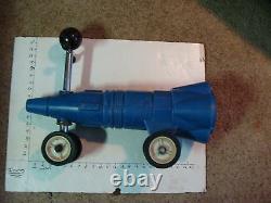 Vintage 60's Rocket or Missile RIDE ON TOY with big wooden ball, handle