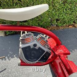 Vintage 60s Murray Big Fender Tricycle Red and White Slim Seat with Thunder Rod