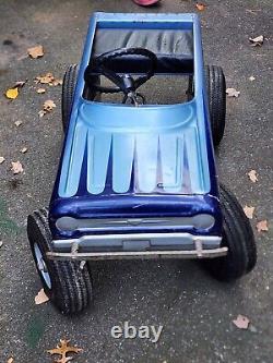 Vintage AMF Blue Scalloped PACER Pedal CarMetal Collectible Riding Hot Rod