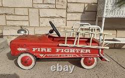 Vintage AMF Fire Fighter Engine No 505 Pedal Car Fire Truck with Ladders