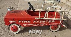 Vintage AMF Fire Fighter Engine No 505 Pedal Car Fire Truck with Ladders