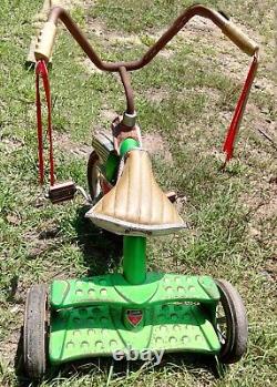 Vintage AMF Junior Tricycle, Green and Gold Double Step