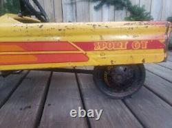 Vintage AMF SPORT GT YELLOW Pedal Car Metal Riding Hot Rod Automobile