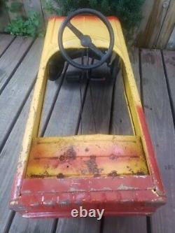 Vintage AMF SPORT GT YELLOW Pedal Car Metal Riding Hot Rod Automobile