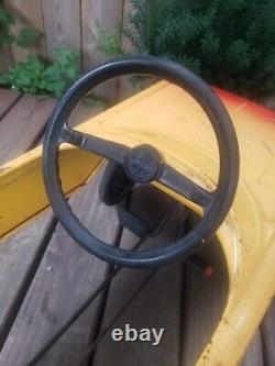 Vintage AMF SPORT GT YELLOW Pedal Car Metal Riding Hot Rod Automobile