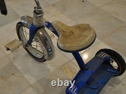 Vintage AMF Tricycle Blue Tricycle Olney Illinois Kids Bike Trike DAMAGED