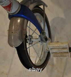 Vintage AMF Tricycle Blue Tricycle Olney Illinois Kids Bike Trike DAMAGED