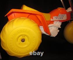 Vintage ATV 3 Wheeler Ride On Child Size Yellow Orange Processed Plastic AS IS