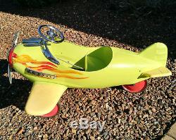 Vintage Airplane With Chrome In Lime, Yellow And Orange Pedal Car, Sharp Looking