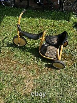 Vintage Angeles Tricycle 2 Seater Trike Bike Yellow Heavy duty Steel Well Made