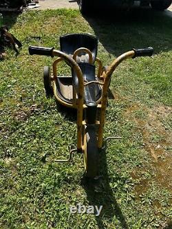 Vintage Angeles Tricycle 2 Seater Trike Bike Yellow Heavy duty Steel Well Made