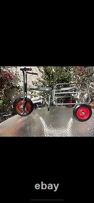 Vintage Angeles tandem 2 seat tricycle trike school bus peddle car cool kid taxi