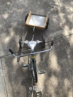 Vintage Anthony Brothers Convert-O Aluminum Tricycle Trike Bike With Wagon Nice