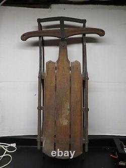 Vintage Antique 38 Long Circa 1920's FLEXIBLE FLYER NO. 1 C Metal & Wood Sled