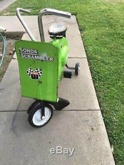 Vintage Antique Green Super Sonda Chain Drive Scooter Child's Pedal Car Vespa