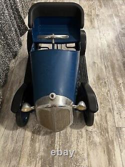 Vintage Antique Metal Blue Pedal Car