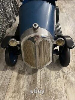 Vintage Antique Metal Blue Pedal Car