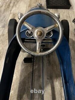 Vintage Antique Metal Blue Pedal Car