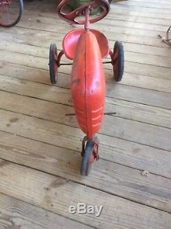 Vintage / Antique Red Pedal Tractor, Chain Driven, Metal