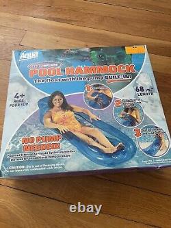 Vintage Aqua Leisure Self Inflate Pool Hammock Built In Pump 2003 NEW