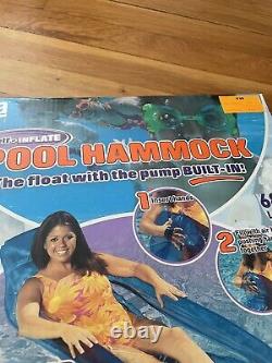 Vintage Aqua Leisure Self Inflate Pool Hammock Built In Pump 2003 NEW