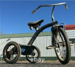Vintage Atomic Age Western Flyer Tricycle, Trike, Bicycle, Rustic Decor, Bike A6