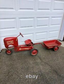 Vintage BMC Pedal Car Tractor Senior Heavy Duty With Trailers And Plow