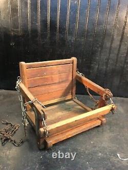 Vintage Bent Wood Slatted Childs Swing Set Seat GYM DANDY Folding Free Shipping
