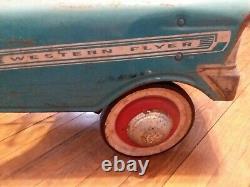 Vintage Blue Western Flyer Radio Sports Pedal Car RARE