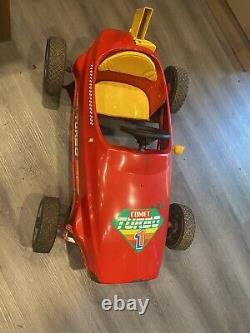 Vintage COMET TURBO RACER Pedal Car Kids Toy 1980s Steel Red 40x24 Free Pickup