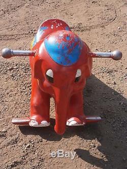 Vintage Cast Aluminium Playground Ride On Spring Elephant Wicksteed Leisure Toy