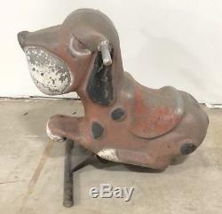 Vintage Cast Aluminum Dog Playground Ride Saddle Mates Animal