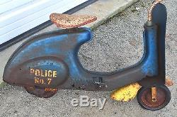 Vintage Chain Drive Pedal Scooter Metal Garton Toy Traffic Patrol Police No 7