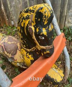 Vintage Childrens PLAYGROUND HORSE Rocking Spring Bounce Toy Black & Yellow