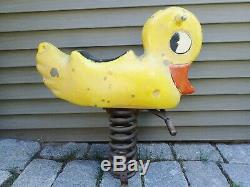 Vintage Childs Aluminum Playground Spring Ride On Toy Duck Mexico Forge