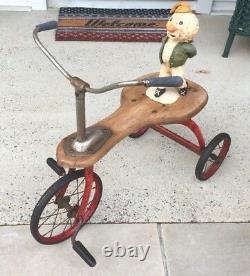 Vintage Childs Toy Tricycle- Westland Tires, Metal Frame, Wood Platform- 1920's