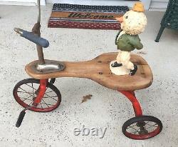 Vintage Childs Toy Tricycle- Westland Tires, Metal Frame, Wood Platform- 1920's