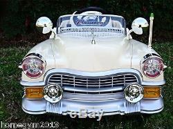Vintage Classic Cream White V12 Kids Luxury Ride-On Car with Leather Seat