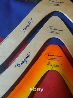 Vintage Colorado Boomerangs Set Of (3) Wood Boomerangs Jim Mayfield With Case