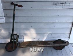 Vintage Community Playthings Kick Push Scooter Wood Steel Rifton NY 42 Long