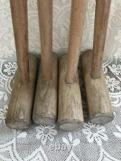 Vintage Croquet Set 4 Person Wooden Mallets Hooks Balls & Peg Adults GC