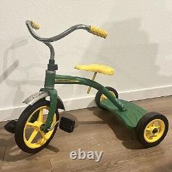 Vintage ERTL John Deere Ride-On Tricycle Steel Frame Rubber Wheels Chrome Fender