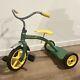Vintage ERTL John Deere Ride-On Tricycle Steel Frame Rubber Wheels Chrome Fender