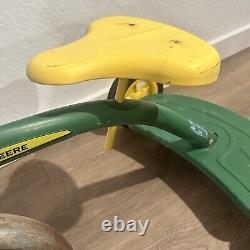 Vintage ERTL John Deere Ride-On Tricycle Steel Frame Rubber Wheels Chrome Fender