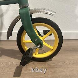 Vintage ERTL John Deere Ride-On Tricycle Steel Frame Rubber Wheels Chrome Fender